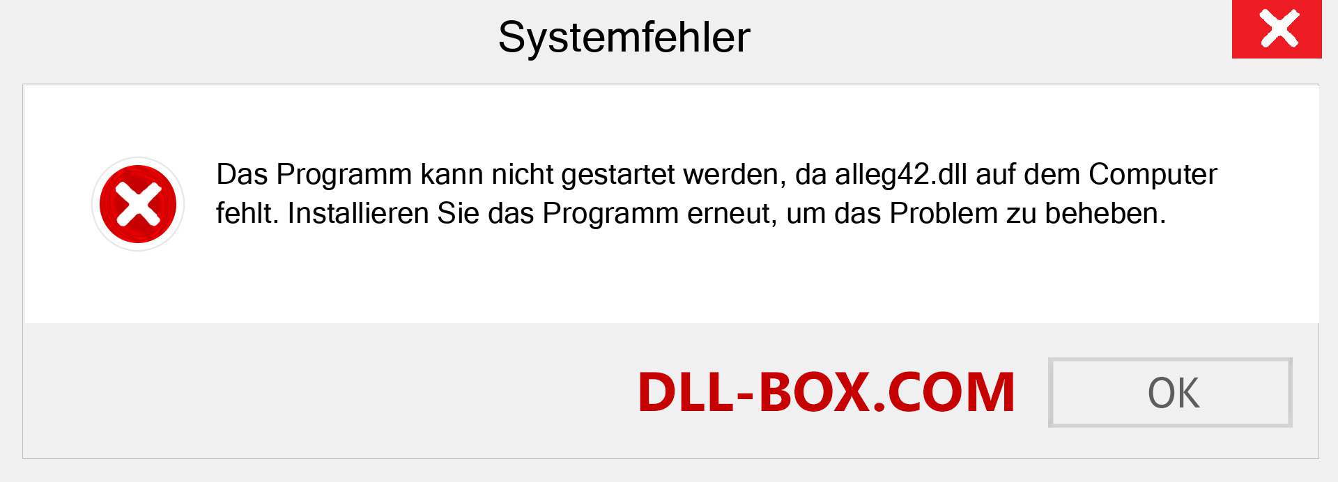 alleg42.dll-Datei fehlt?. Download für Windows 7, 8, 10 - Fix alleg42 dll Missing Error unter Windows, Fotos, Bildern