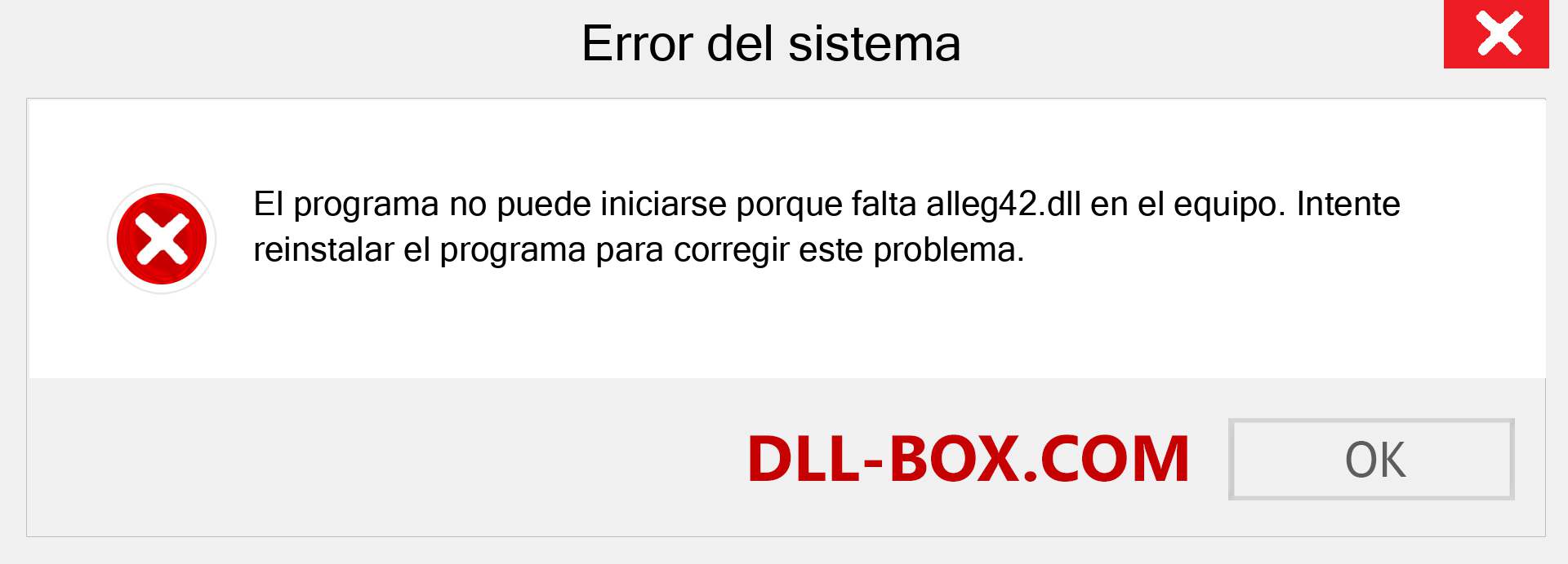 ¿Falta el archivo alleg42.dll ?. Descargar para Windows 7, 8, 10 - Corregir alleg42 dll Missing Error en Windows, fotos, imágenes