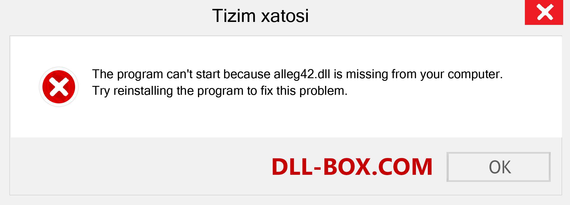 alleg42.dll fayli yo'qolganmi?. Windows 7, 8, 10 uchun yuklab olish - Windowsda alleg42 dll etishmayotgan xatoni tuzating, rasmlar, rasmlar